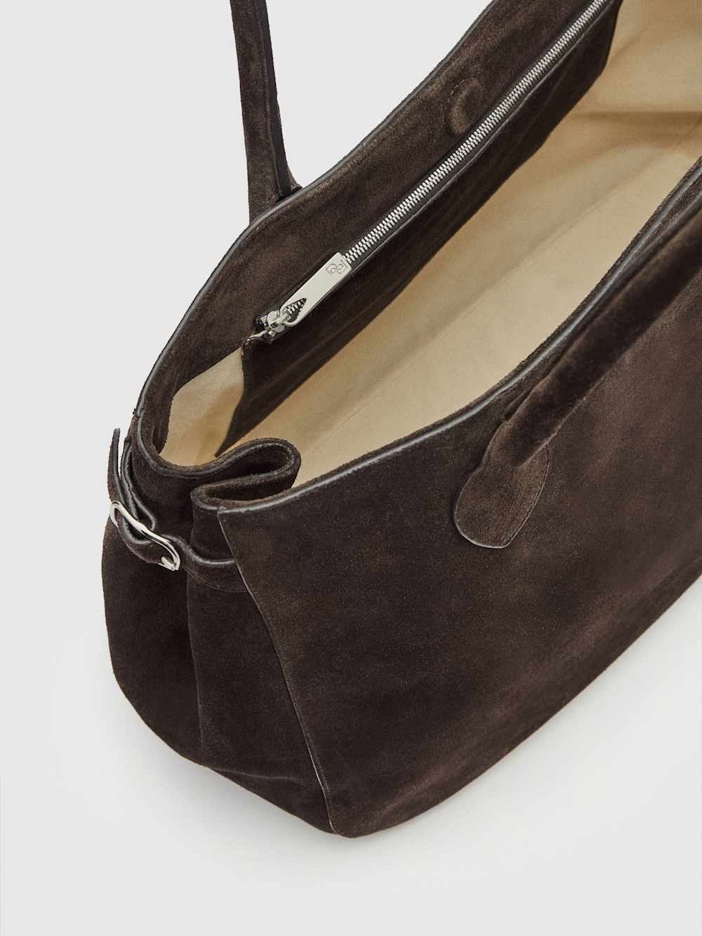 Reformation Oversized Patrizia Bag in Chocolate Brown Boss Suede Purse $598 - Picture 3 of 12